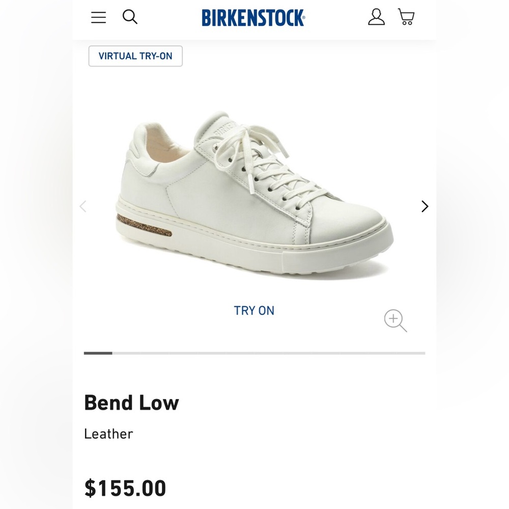 Birkenstock Bend Low, White, Size 38 (7-7.5) Women’s